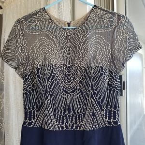 David Meister Metallic Top Cocktail Dress